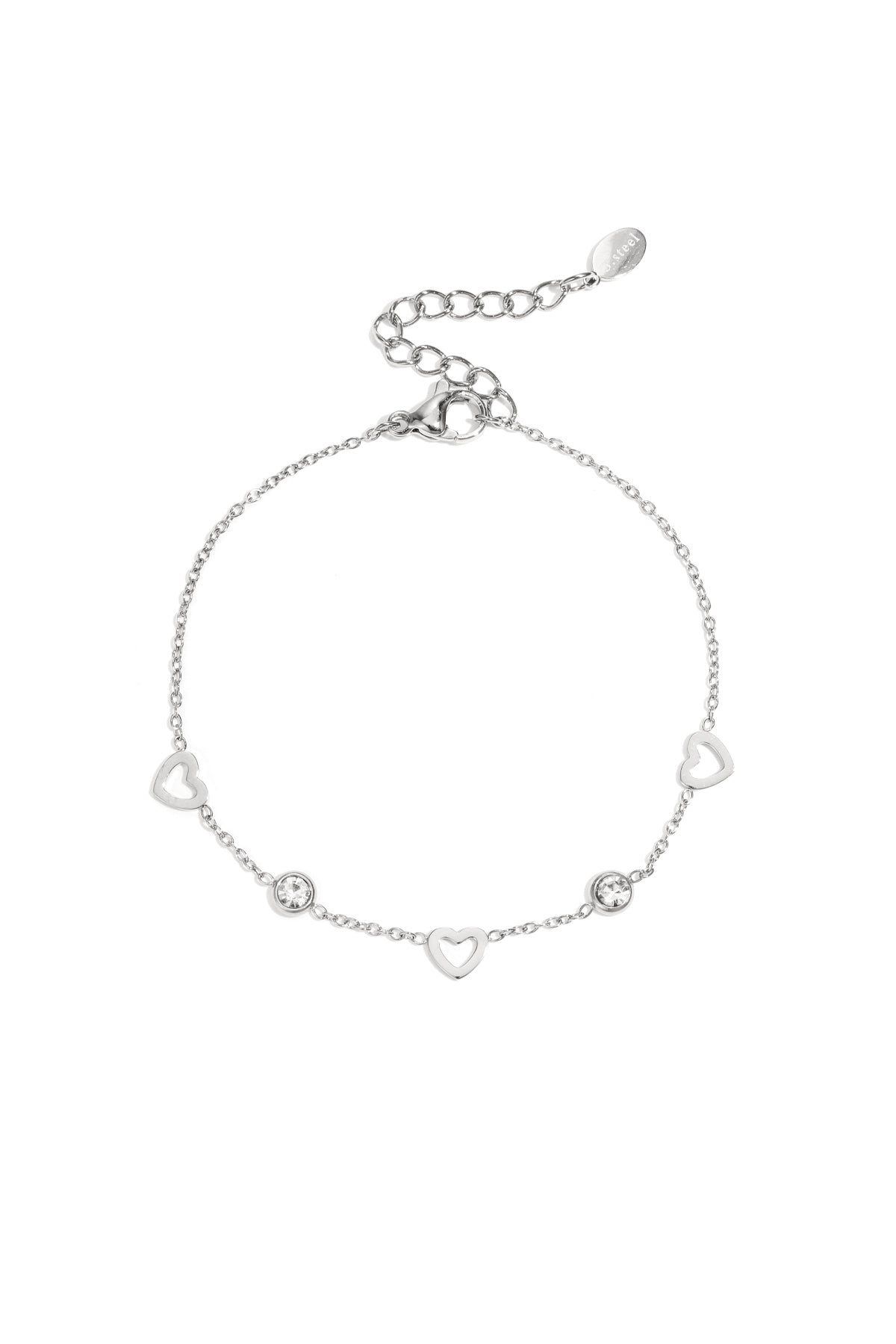 Bracelet à maillons pour femme en acier inoxydable avec forme de cœur – couleur or