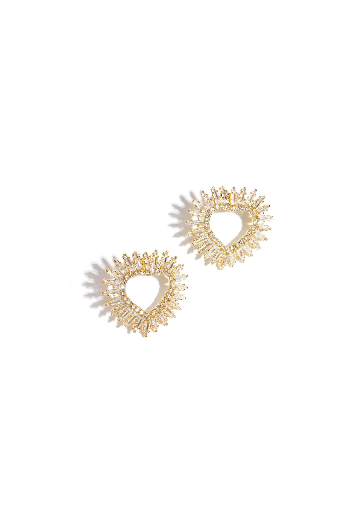 Women's Copper Heart-Shaped Party Earrings – Gold-Colored and Silver-Colored