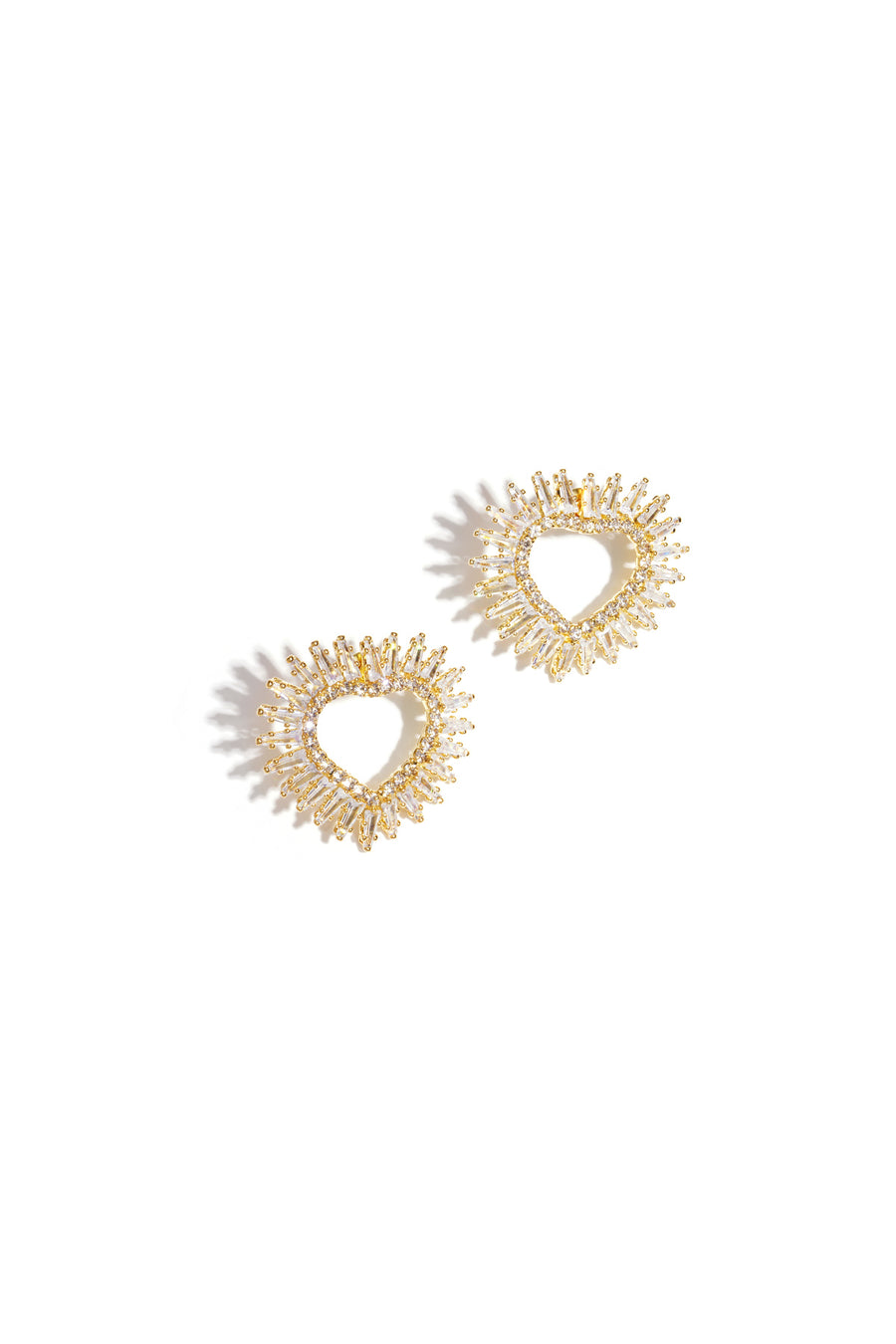 Boucles d'oreilles de fête pour femmes en cuivre avec forme de cœur – couleur or et argent