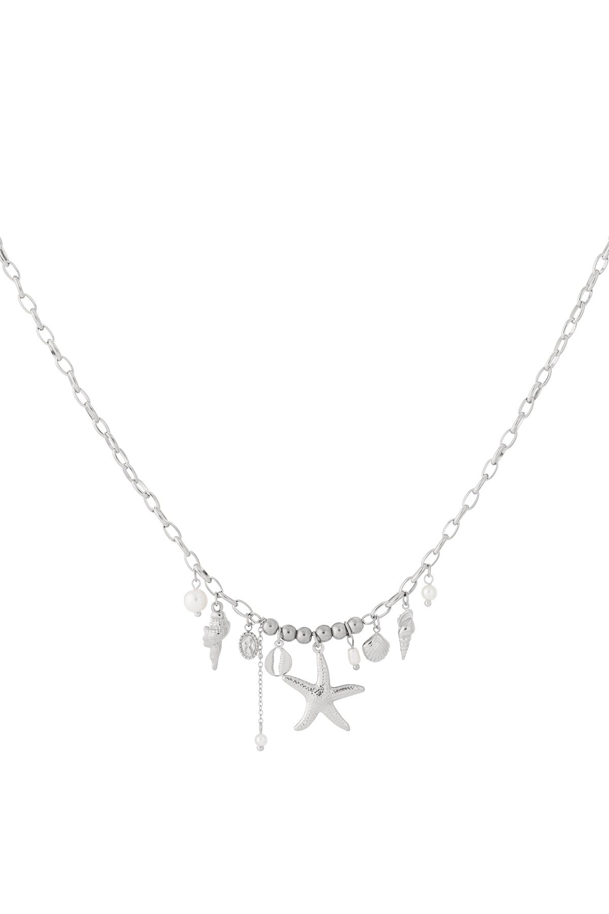 Collier pour femme avec pendentif en acier inoxydable 304, perle d'imitation, hématite, strass