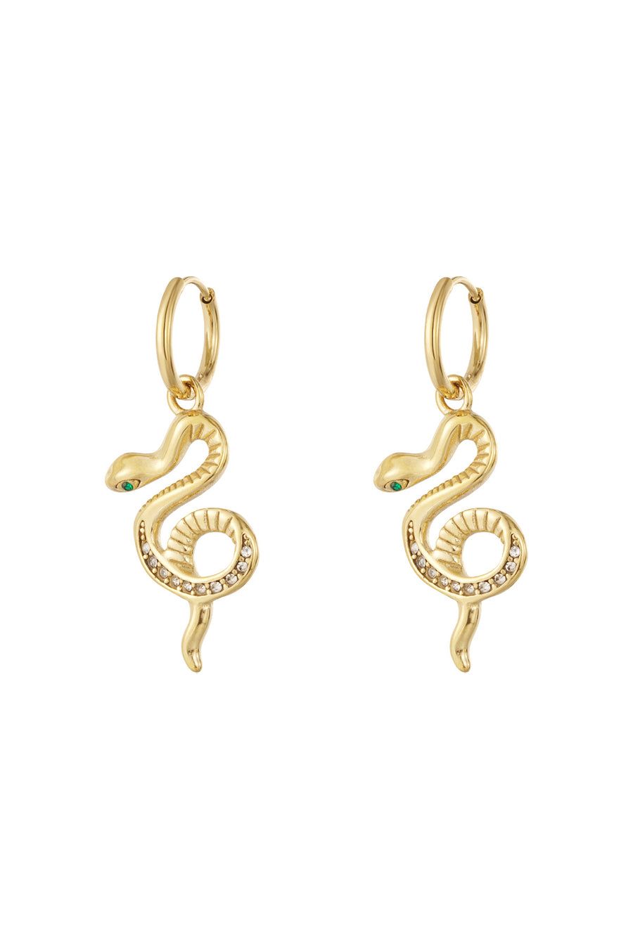 Boucles d'oreilles pendantes femme en acier inoxydable 304, motif serpent - couleur or et argent