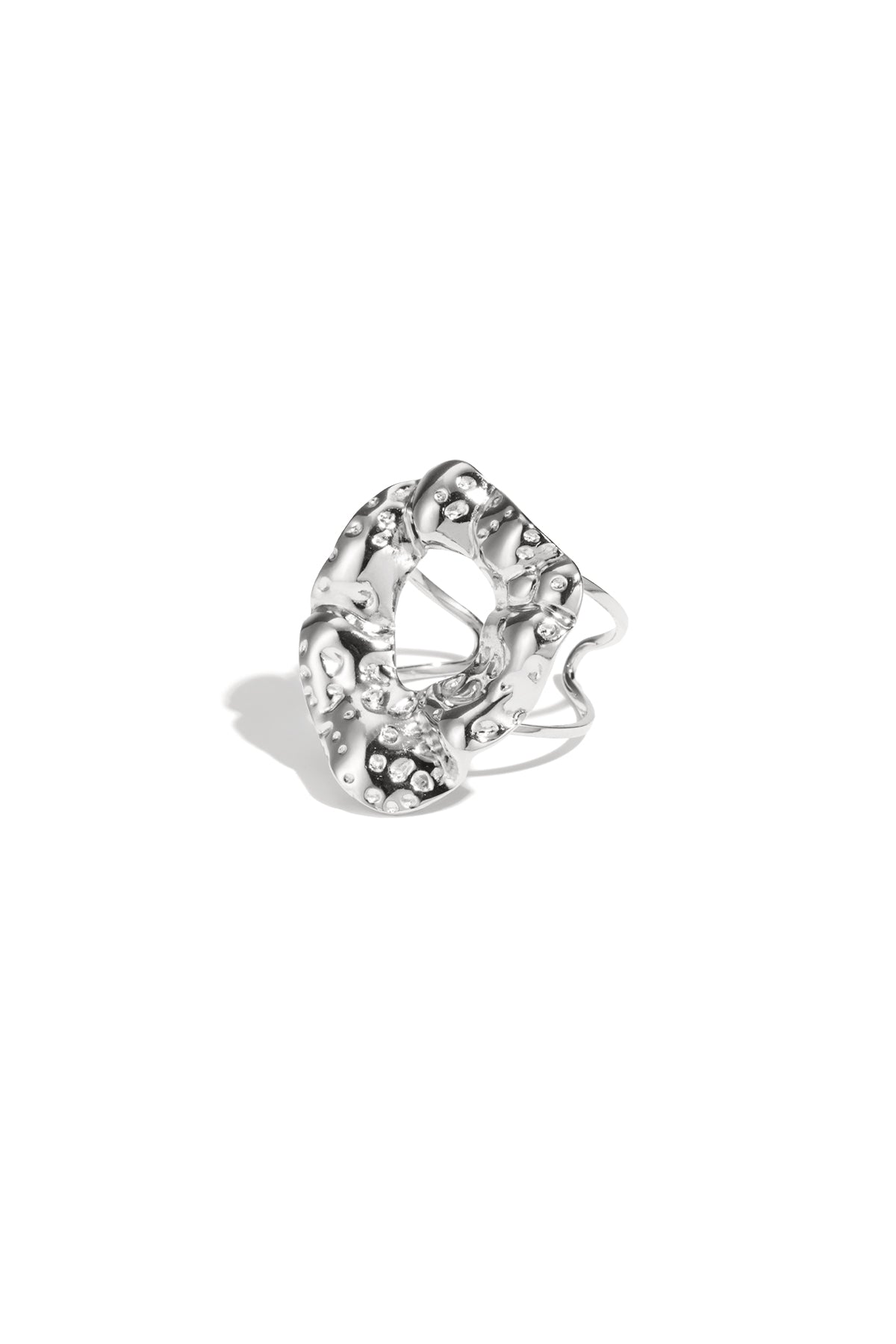 Bague de déclaration pour femme en acier inoxydable de forme organique – couleur or