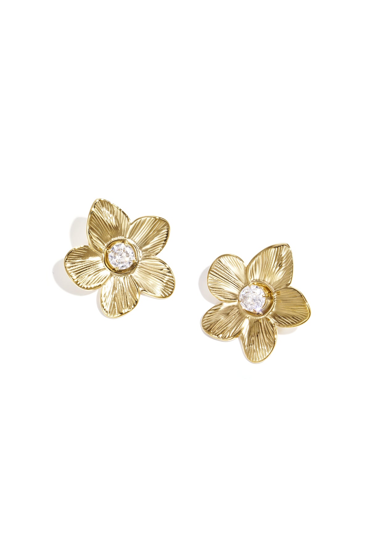 Women's Stainless Steel Flower Stud Earrings – Gold-colored