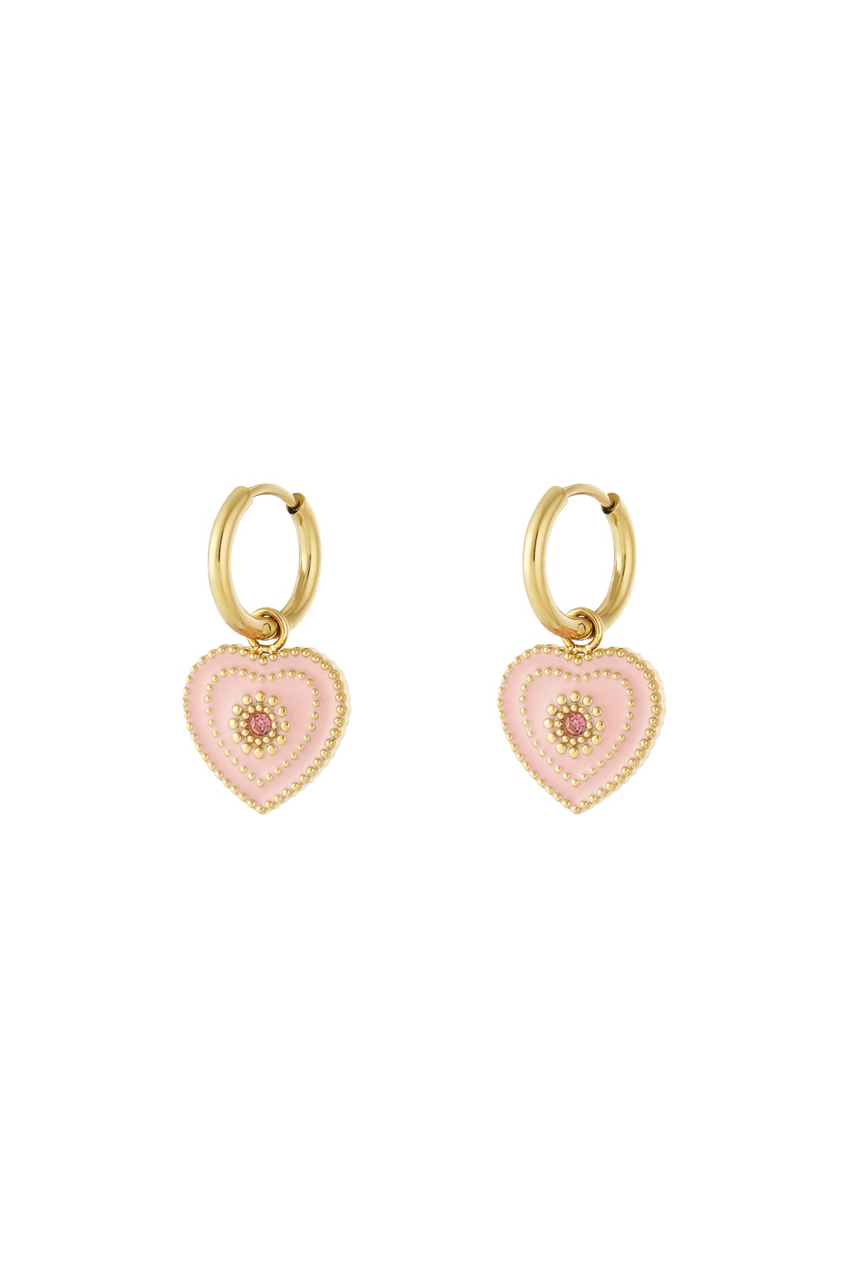 Boucles d'oreilles pendantes pour femme en acier inoxydable, émail, strass avec cœur – plusieurs couleurs