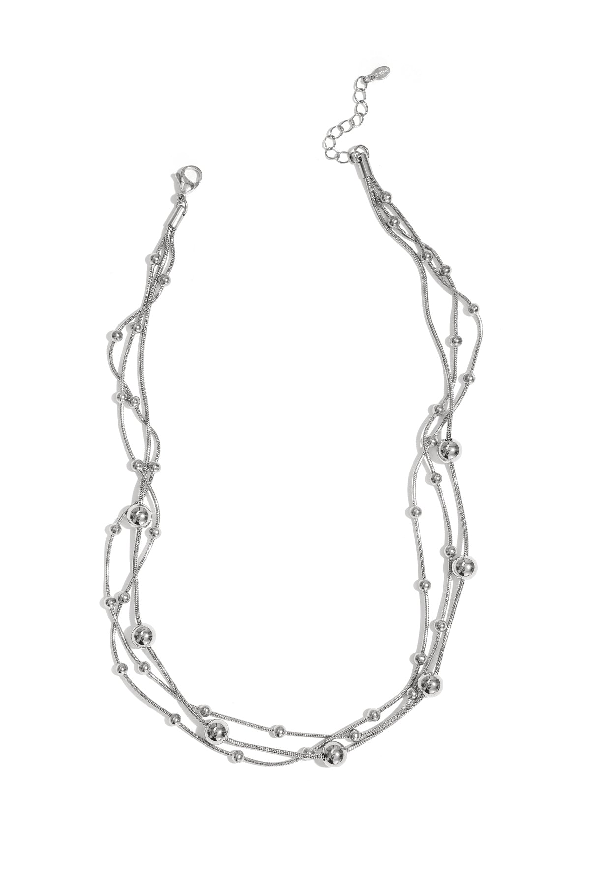 Layered women's stainless steel necklace with chain detail – gold-coloured