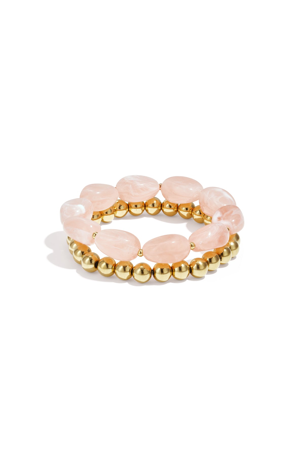 Bracelet perles pour femmes en acier inoxydable – rose clair et bleu clair