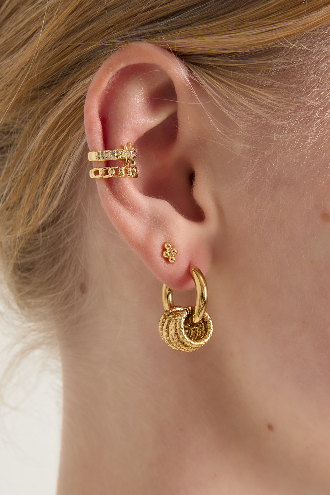 Boucles d'oreilles pendantes rondes en acier inoxydable doré pour femmes – photo 2