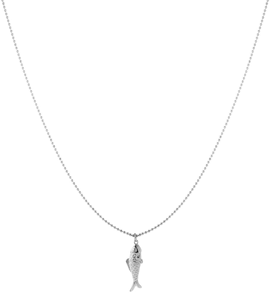 Long collier pour femme en acier inoxydable avec motif poisson – doré et argenté