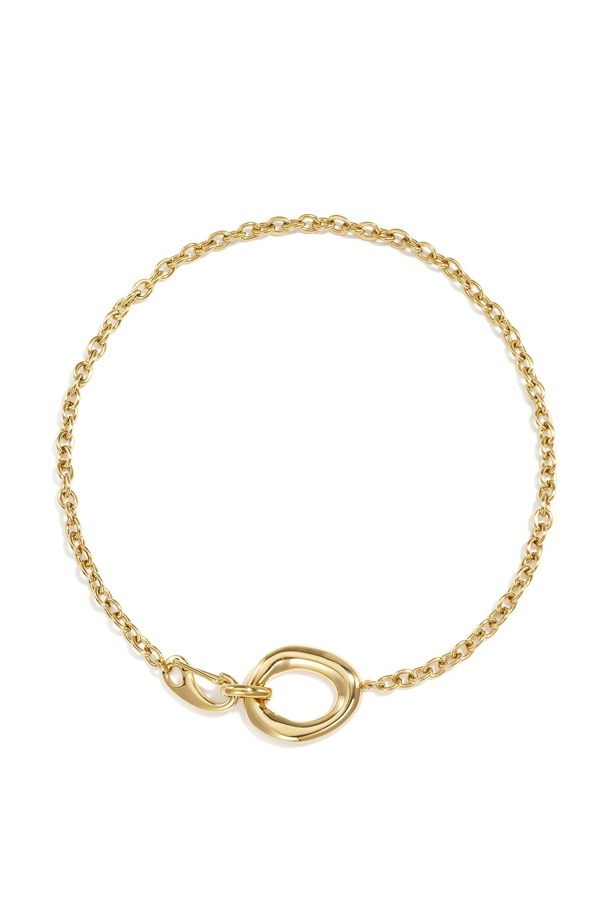 Collier pour femme avec pendentif rond en acier inoxydable – couleur or