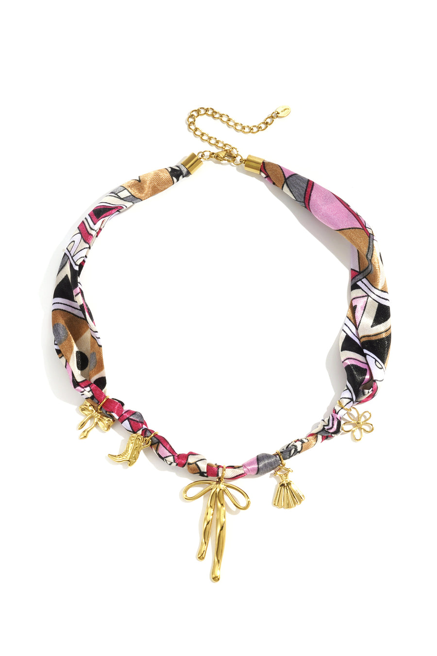 Collier tressé pour femmes en acier inoxydable avec nœud décoratif – couleur or