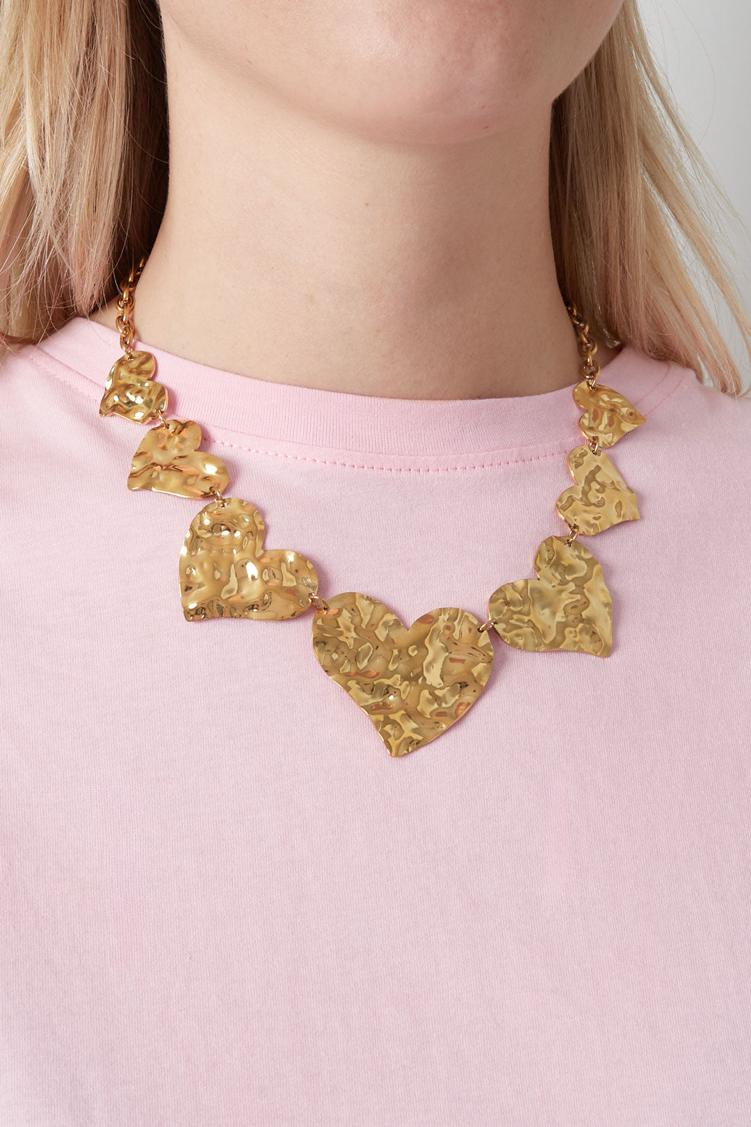 Stainless Steel Heart Chain Necklace for Women – Gold-colored – image 2