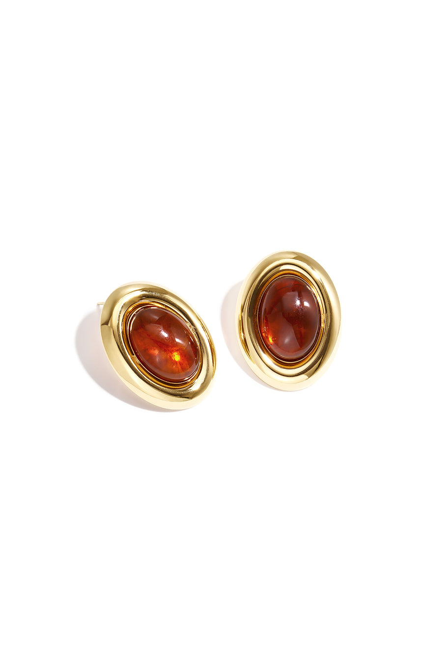 Puces d'oreilles ovales en acier inoxydable pour femme – doré