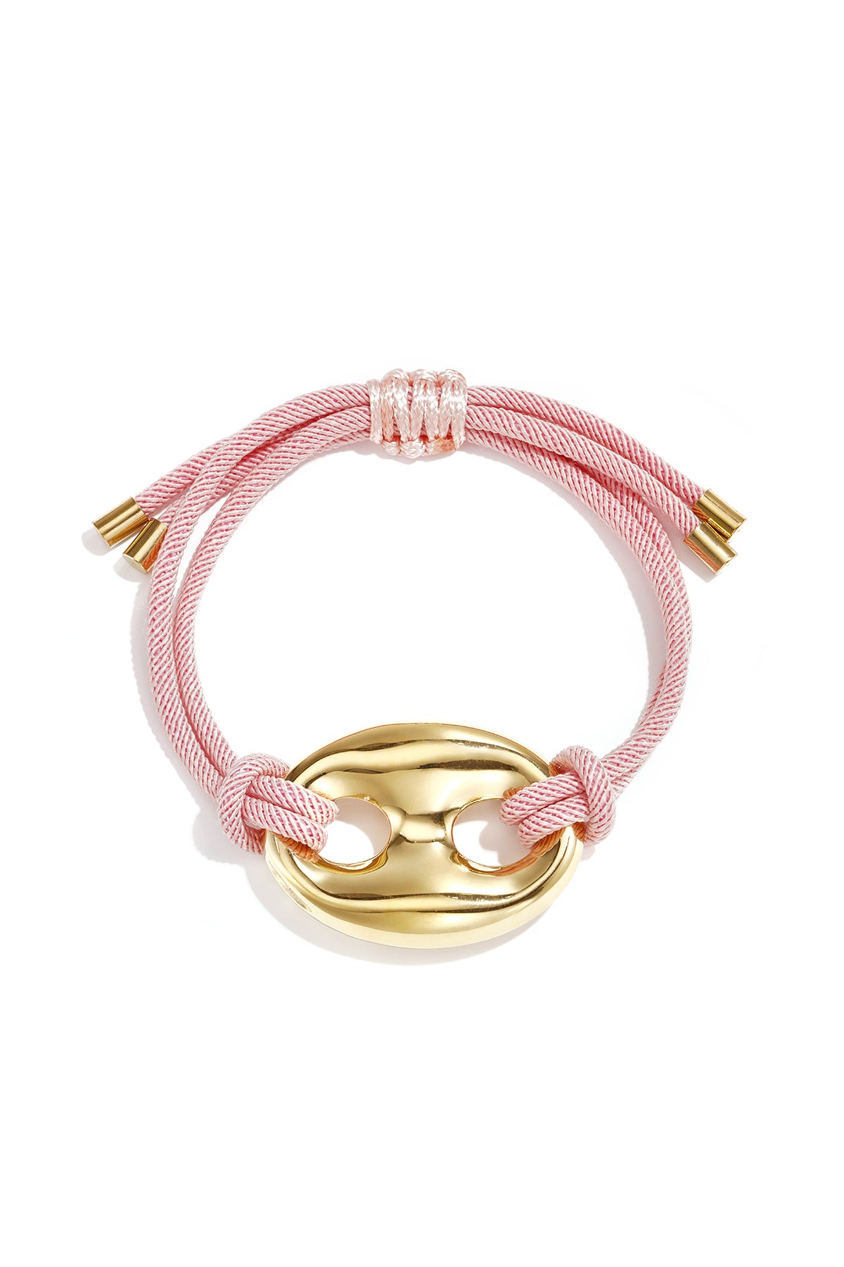 Bracelet tressé pour femme en acier inoxydable avec forme organique – marron foncé et rose framboise