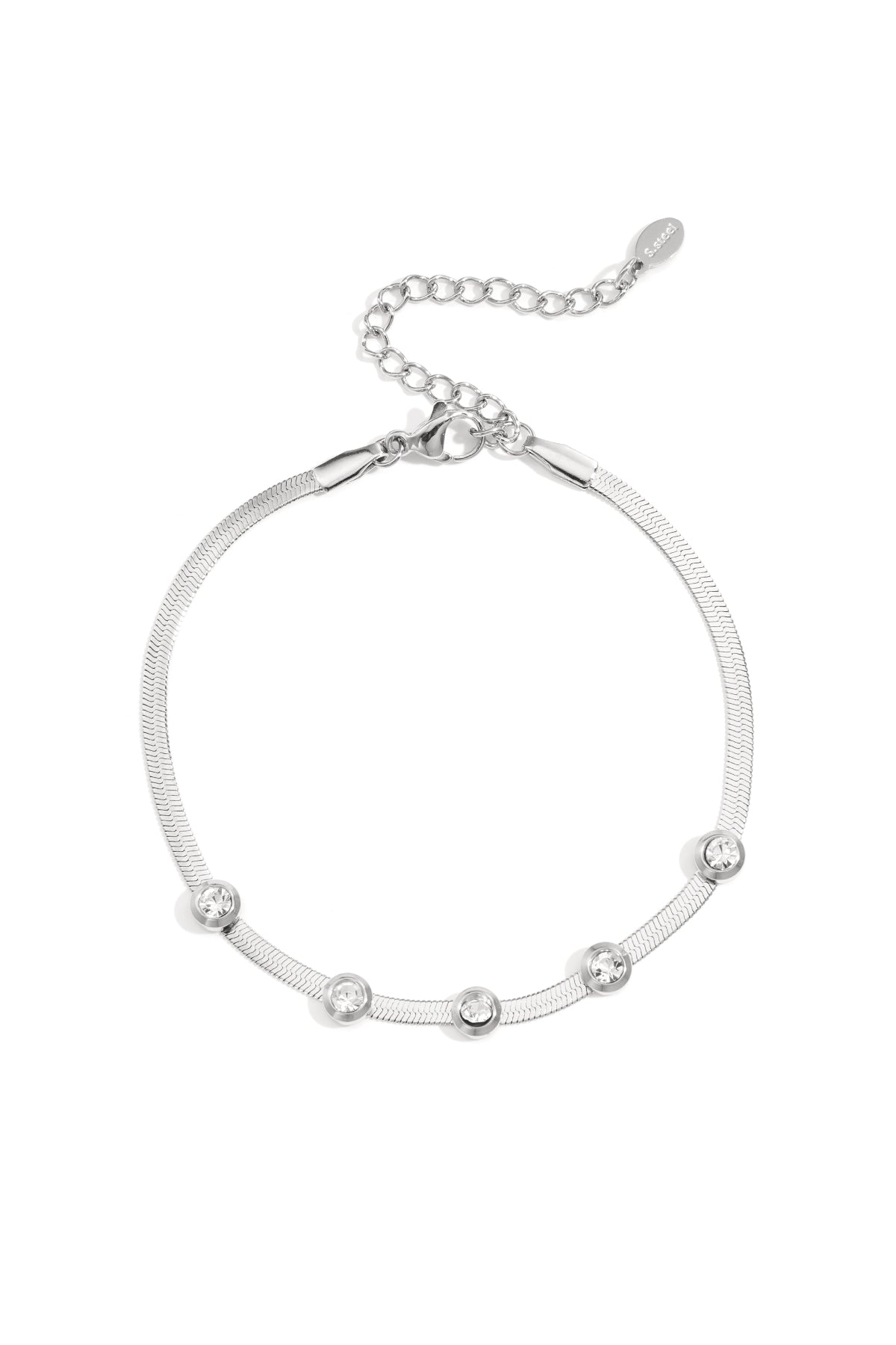 Bracelet chaîne femme en strass avec détails maillons – doré et argenté