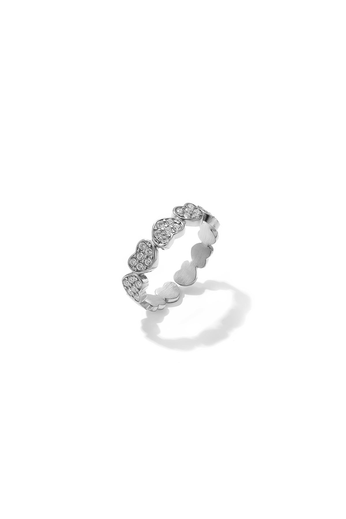 Bague minimaliste en acier inoxydable en forme de cœur pour femme - dorée