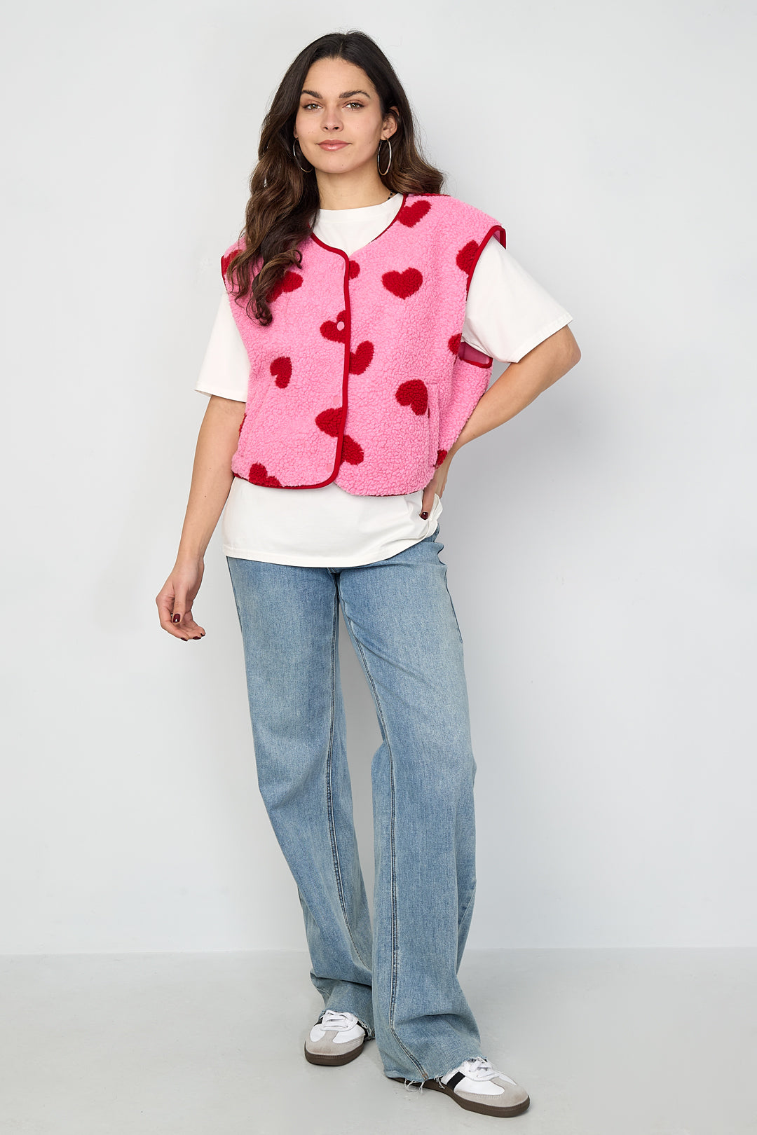 Dames Lover gilet van polyester met hartjes – productfoto 5