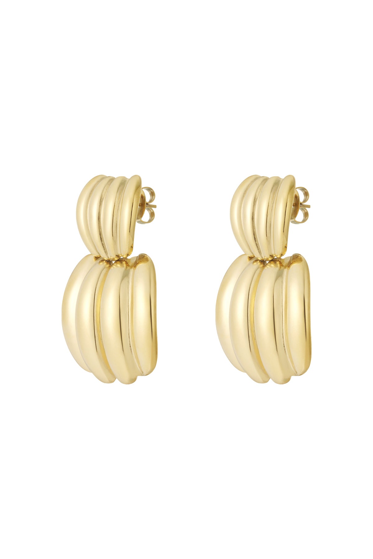 Boucles d'oreilles pendantes en acier inoxydable de forme organique pour femme – doré