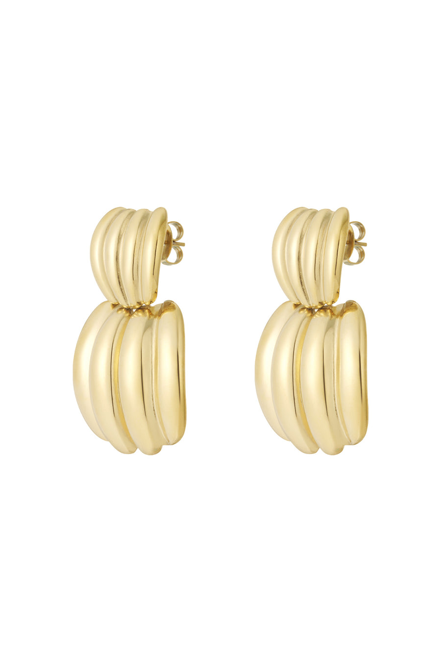 Boucles d'oreilles pendantes en acier inoxydable de forme organique pour femme – doré
