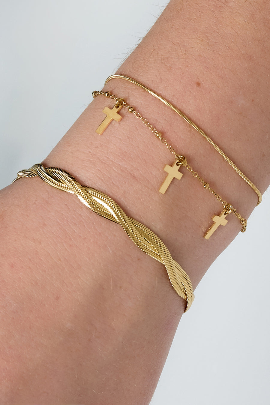 Bracelet à maillons en acier inoxydable pour femme avec détail maillons – doré