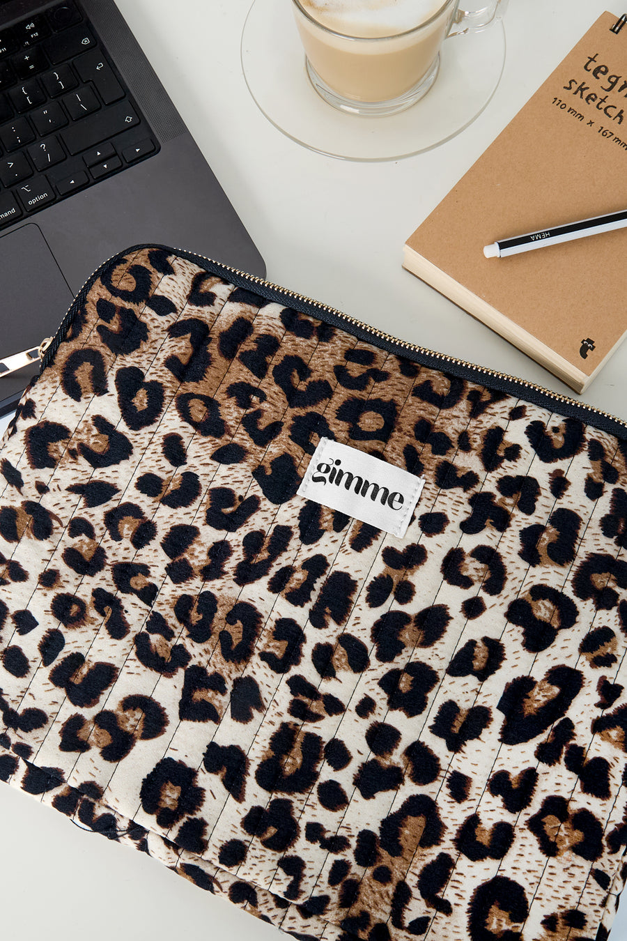 Laptophoes 13 inch met bruine luipaardprint – productfoto 2