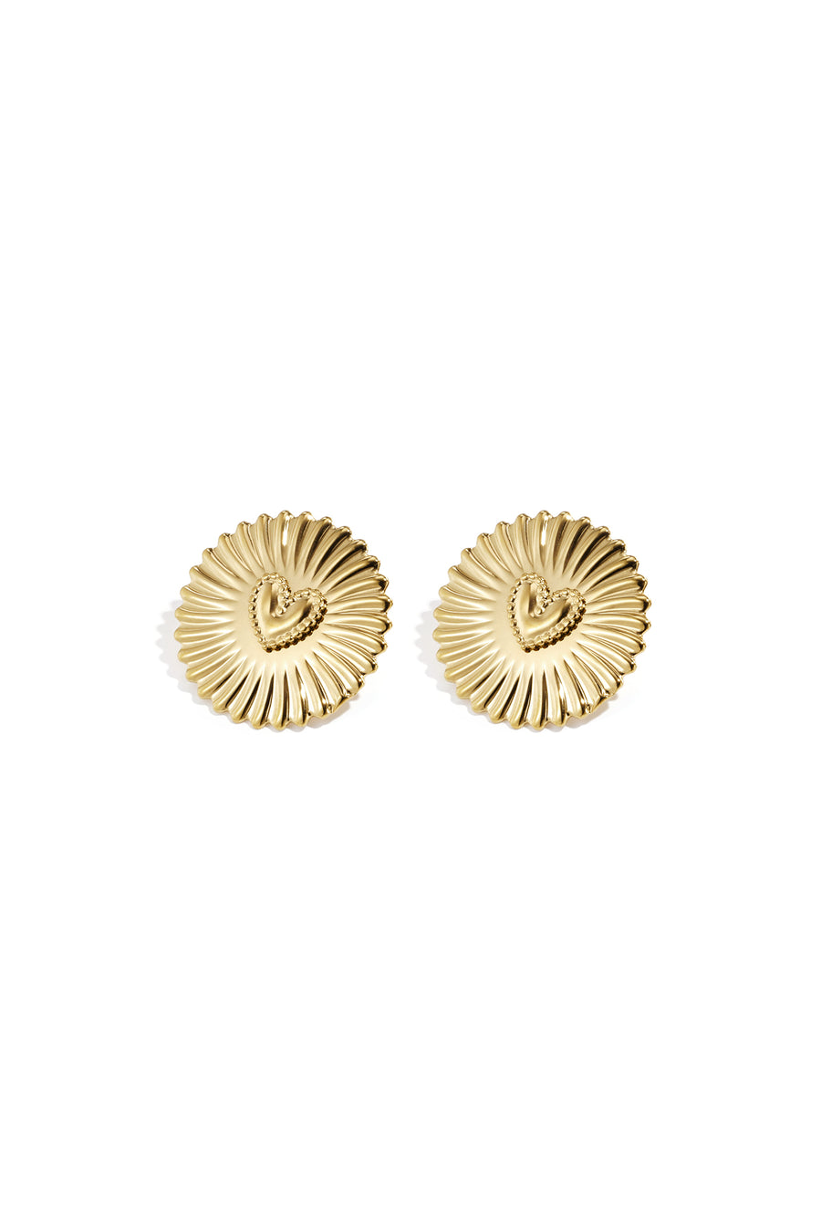 Women's Stainless Steel Heart-Shaped Stud Earrings – Gold-Colored