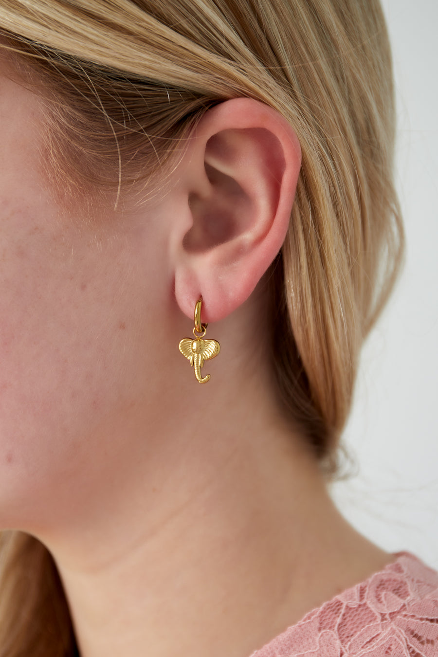 Boucles d'oreilles pendantes en acier inoxydable motif animal pour femmes - couleur or
