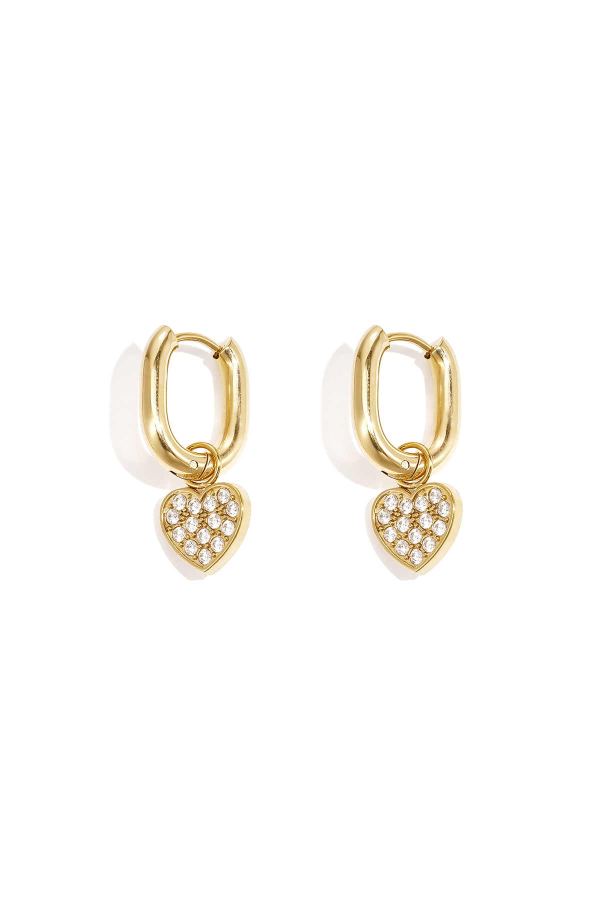 Boucles d'oreilles pendantes en acier inoxydable en forme de cœur pour femme – couleur or