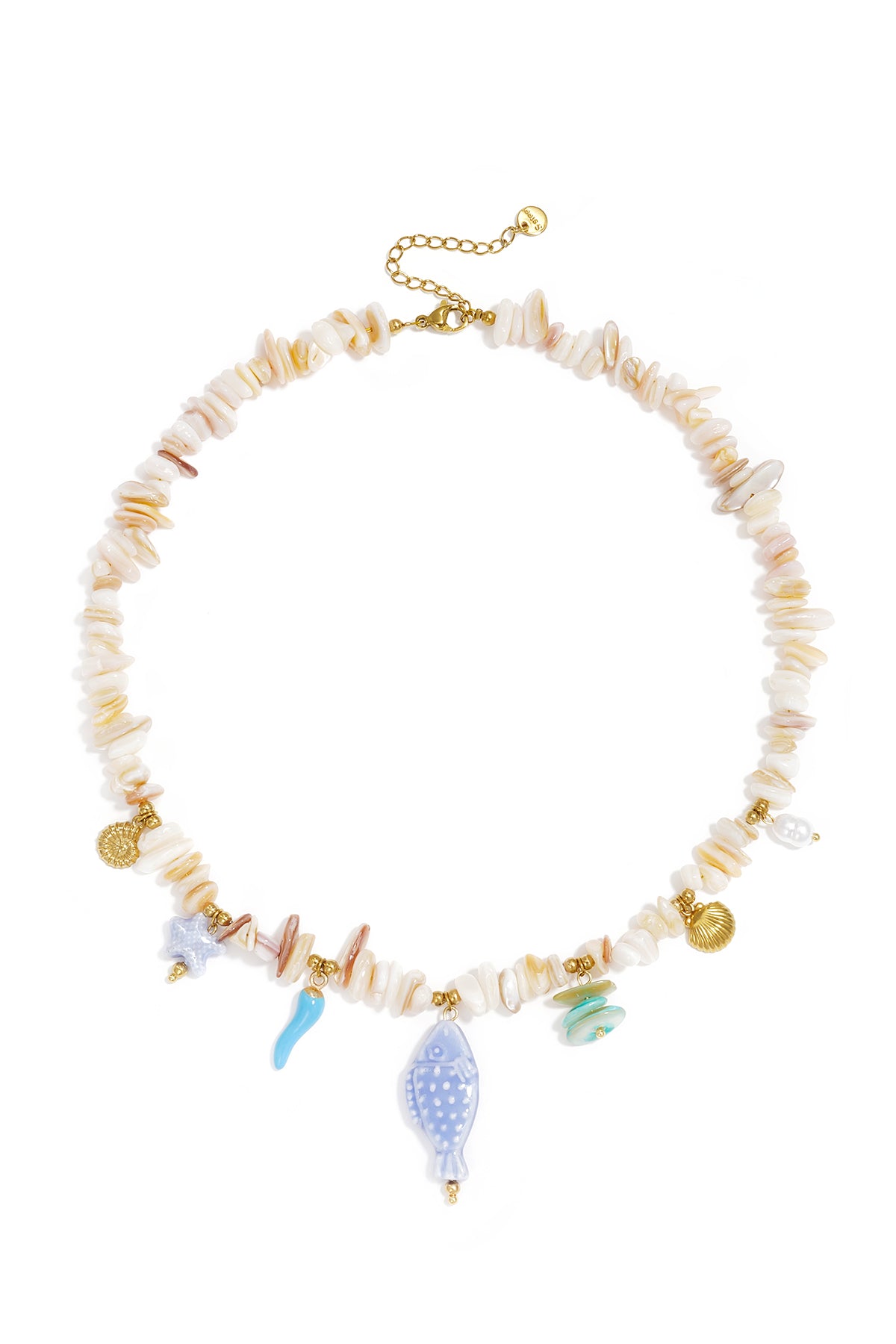 Kettingen met stenen kralen, vismotief, vakantie/strand, romantische serie, damessieraden