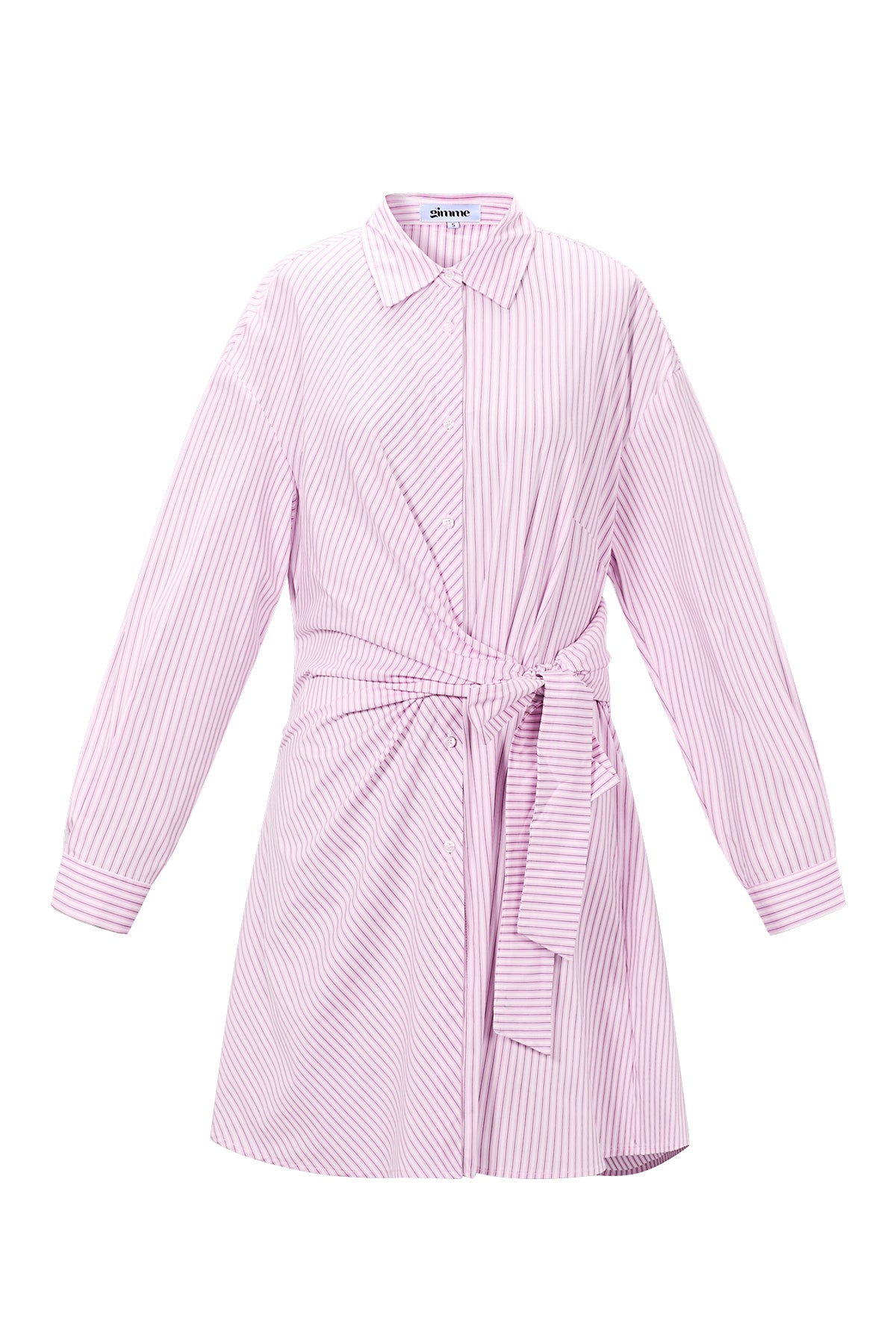 Robe chemise pour femme à rayures avec nœud décoratif