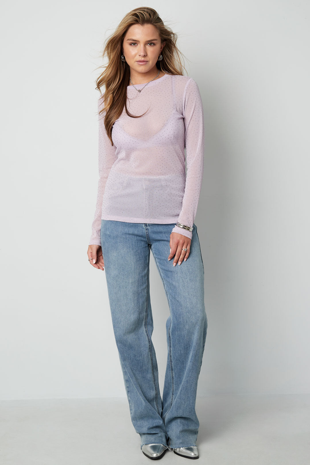 Dames lila Festival Sparkle top met lange mouwen – productfoto 5