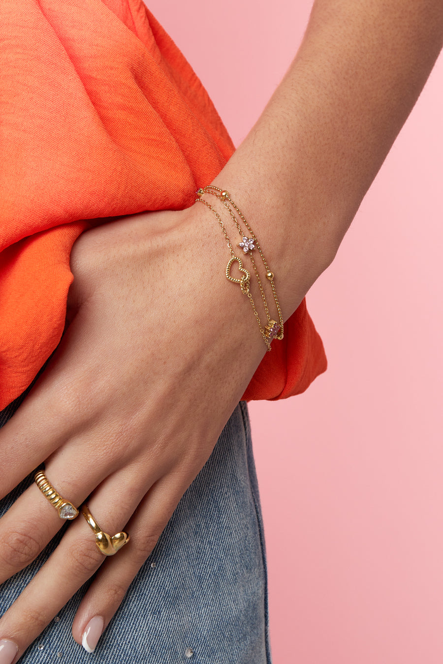 Armband met verbonden hart bedel
