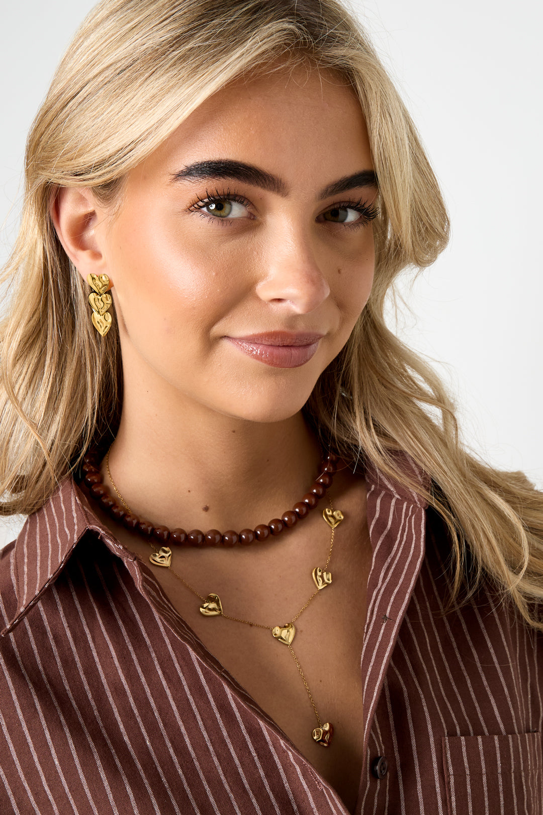 Y - vormige ketting met golvende harten