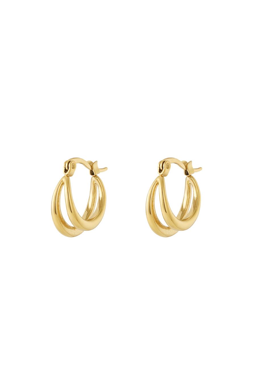 Boucles d'oreilles pour femme en acier inoxydable de forme organique – couleur or