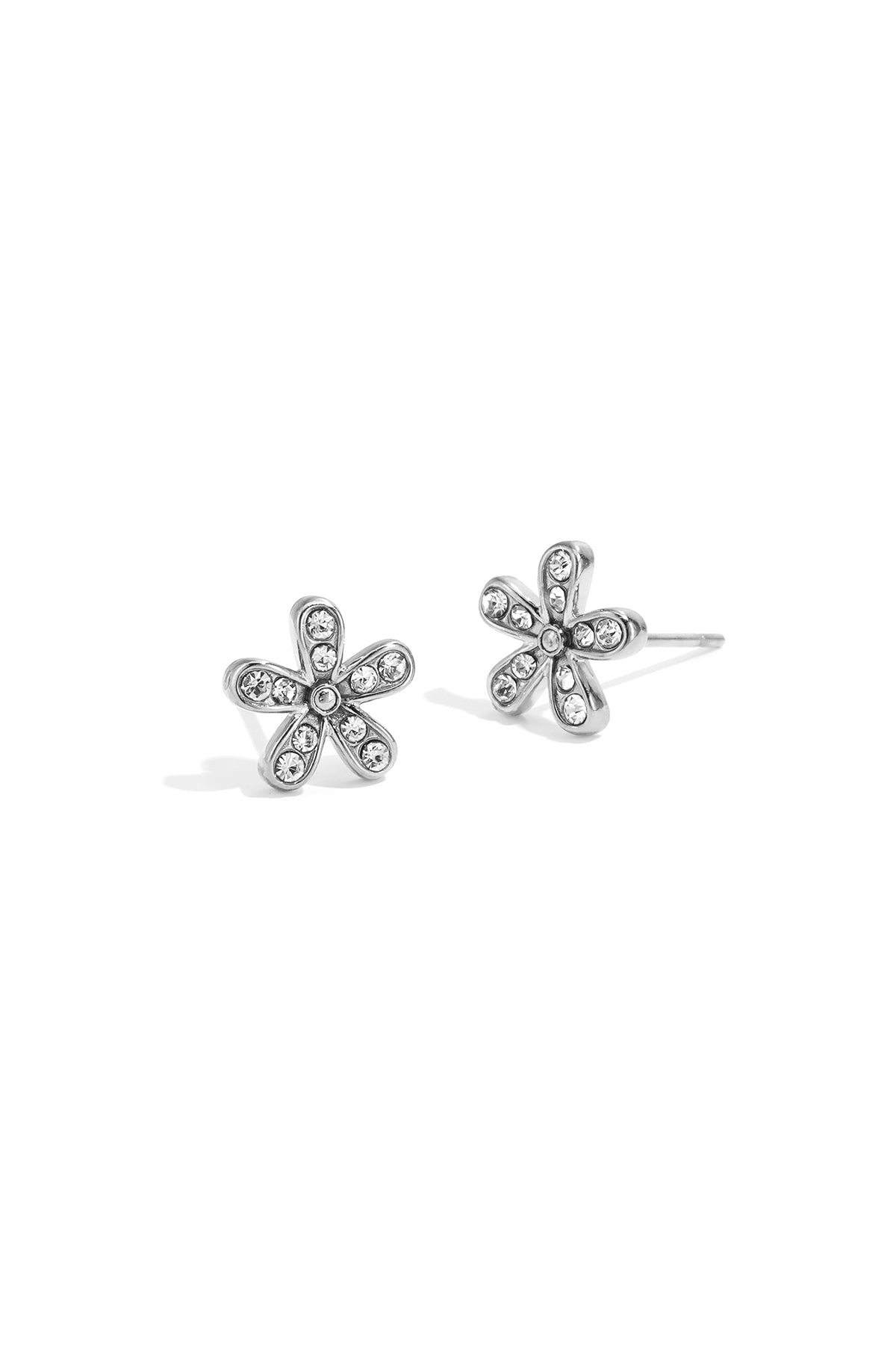 Women's stainless steel stud earrings with floral design – gold-colored and silver-colored