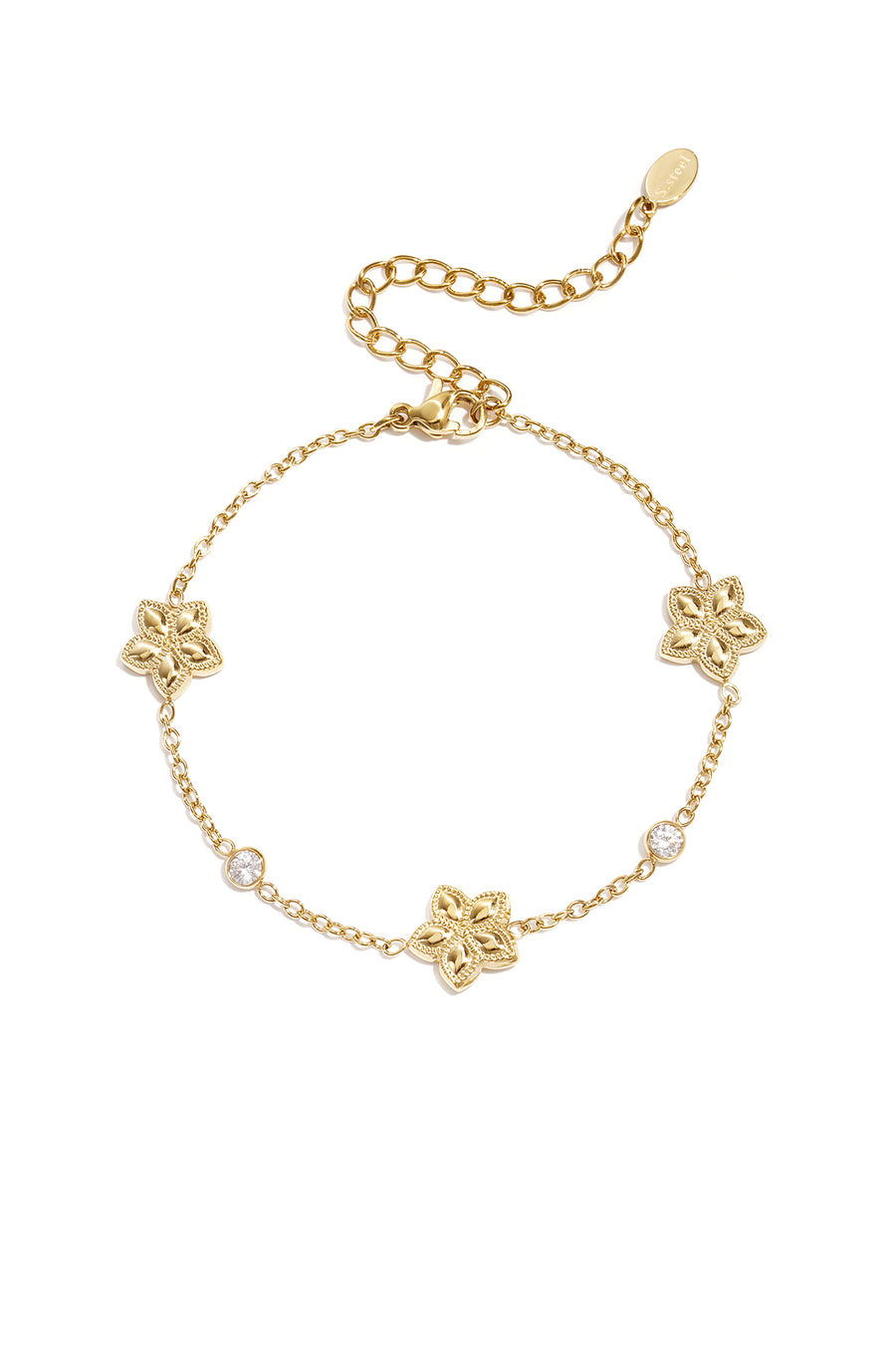 Armband met wisselend patroon van bloemen en steentjes