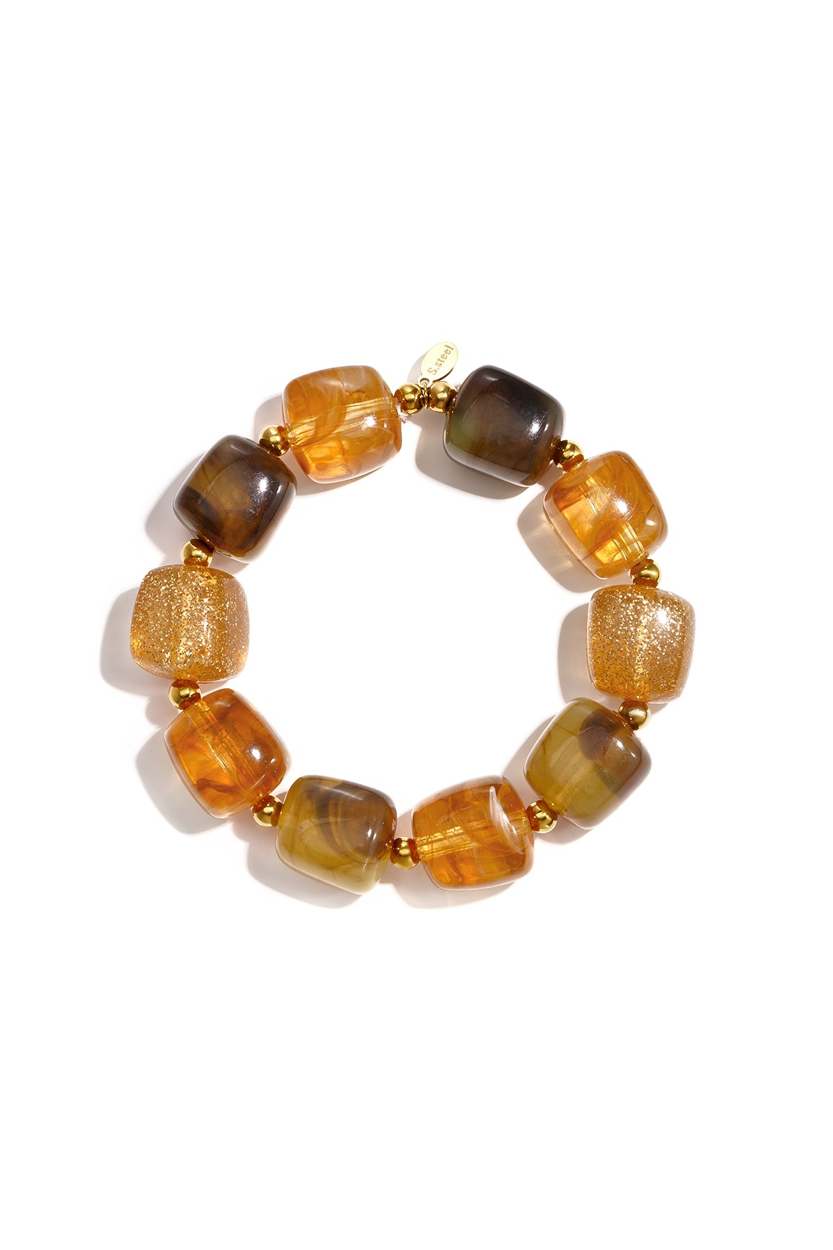 Dames kralenarmband van acryl in khaki