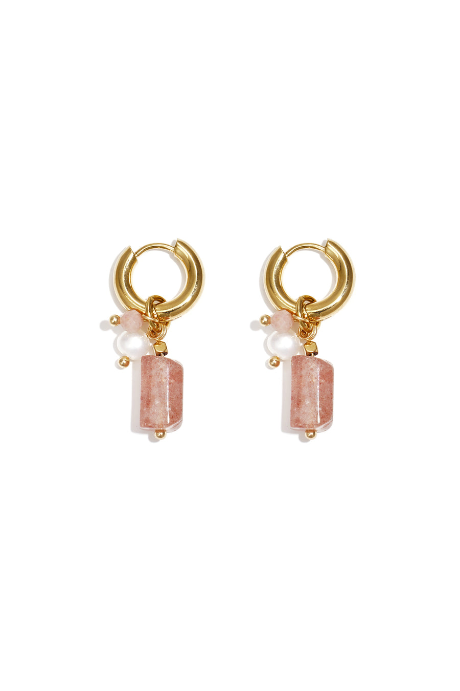 Boucles d'oreilles pendantes perlées pour femmes en acier inoxydable de forme organique – Rose