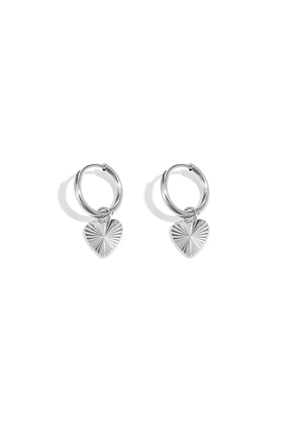 Women's Stainless Steel Drop Earrings with Heart Shape – Gold-Plated