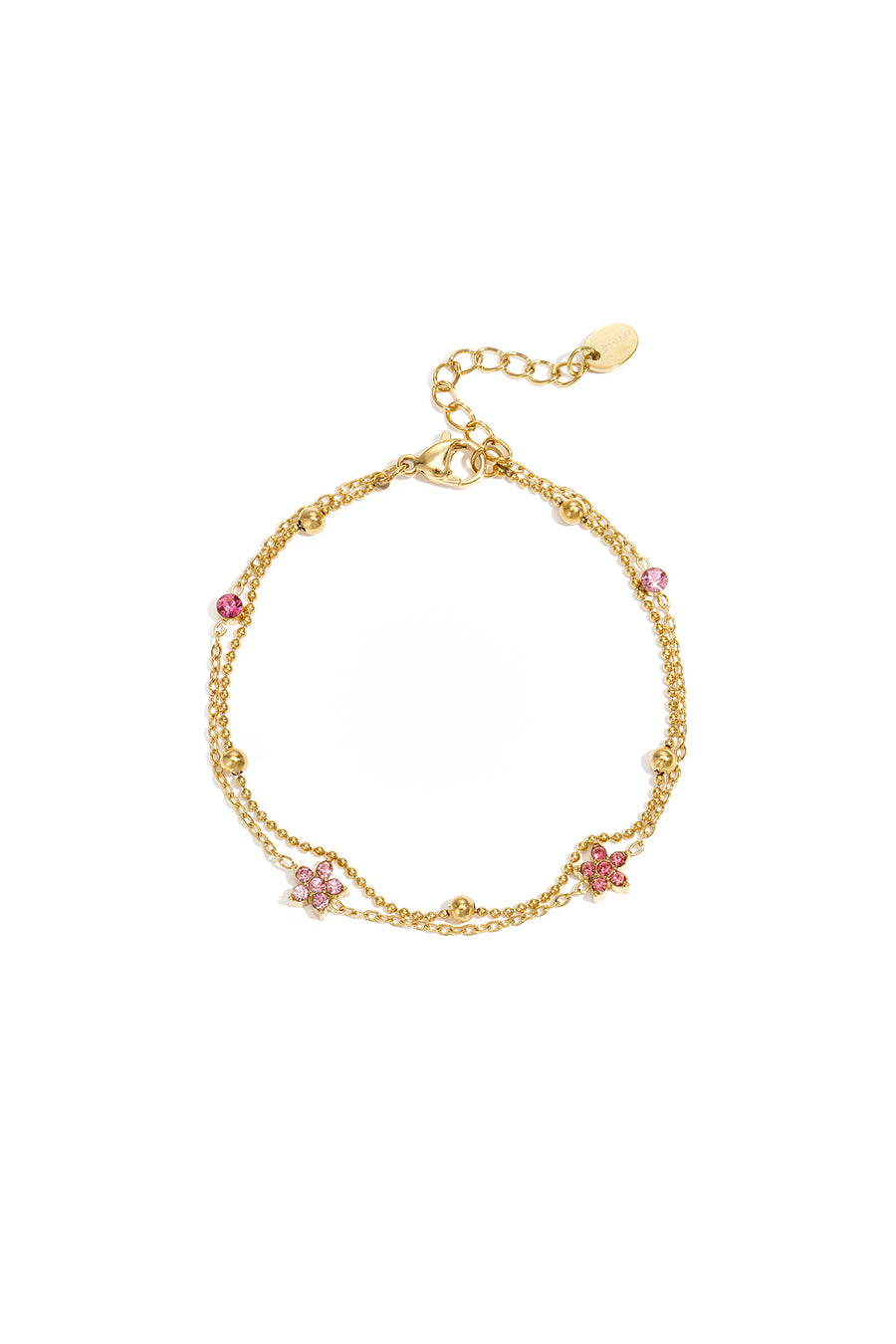 Armband met gekleurde steentjes belegde bloemetjes