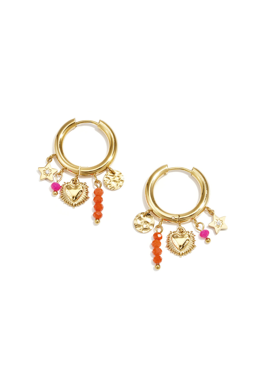 Boucles d'oreilles pendantes pour femme en acier inoxydable 304, strass, verre avec motif cœur et étoile