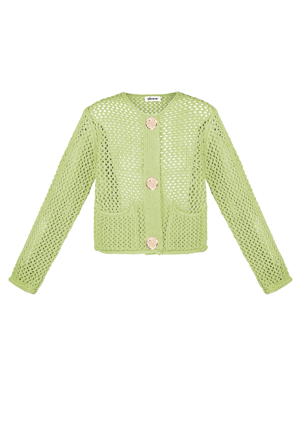 Gilet tricoté pour femme avec détails en crochet et devant ouvert