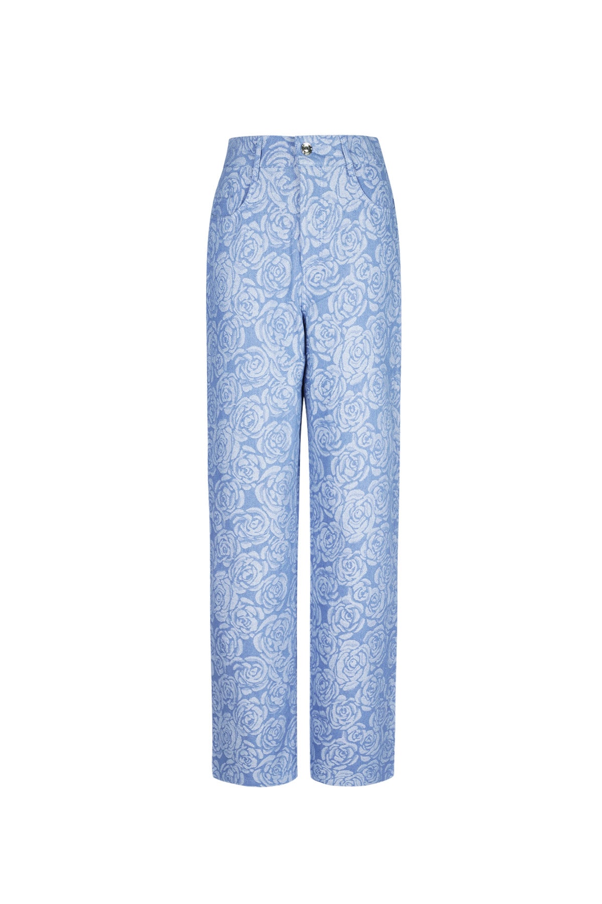 Jean droit imprimé floral pour femme