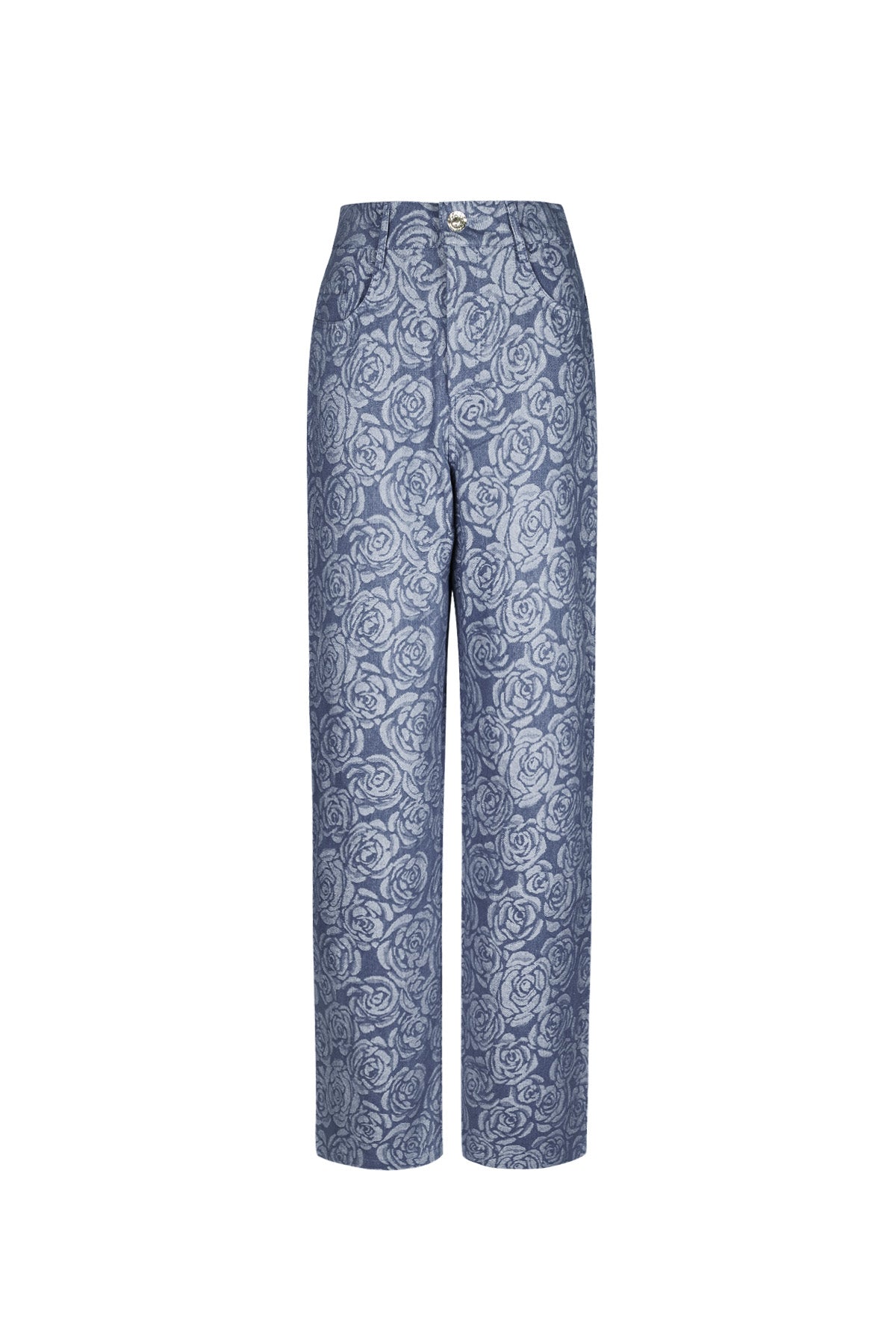 Jean droit imprimé floral pour femme