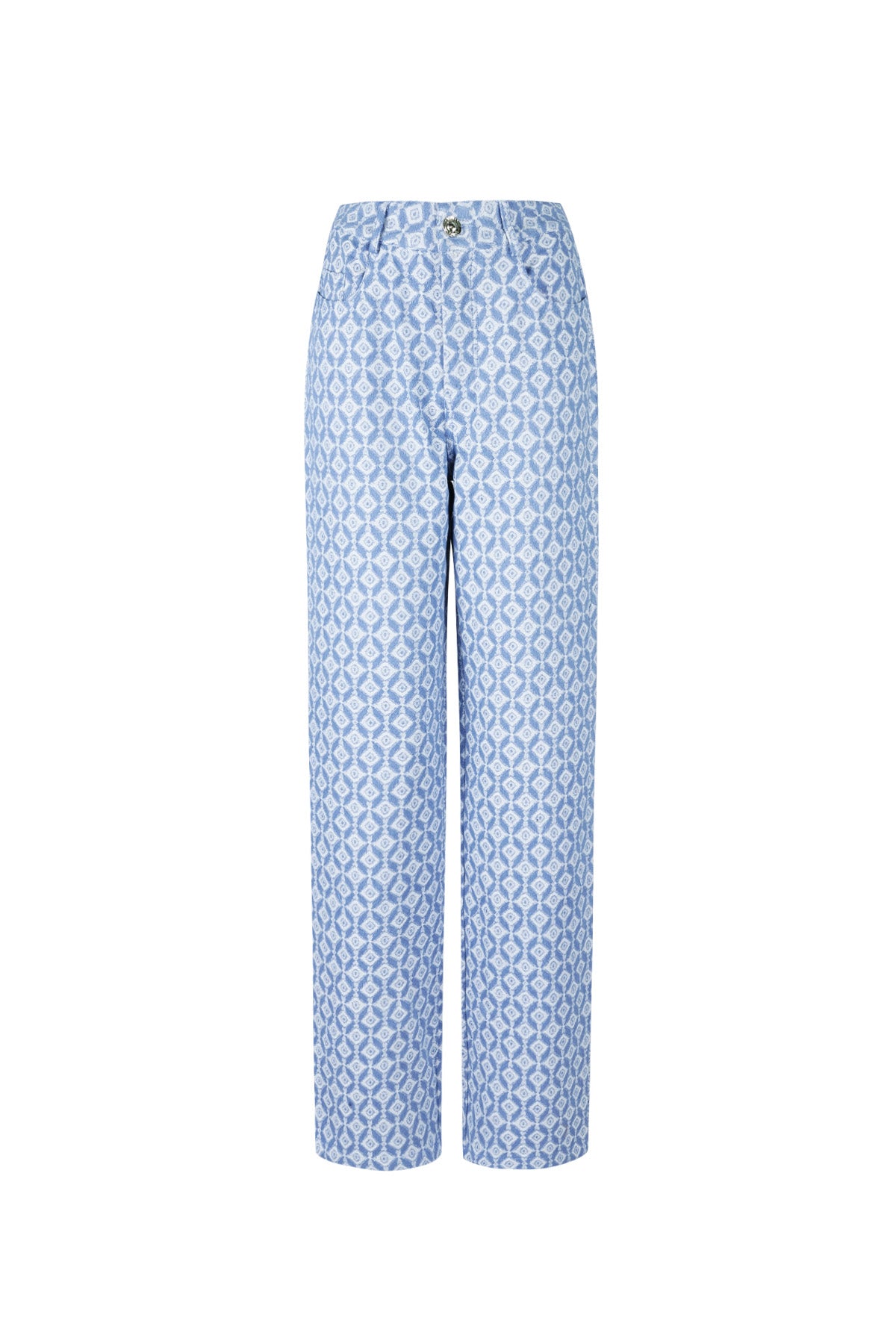Jean droit pour femme à motif géométrique
