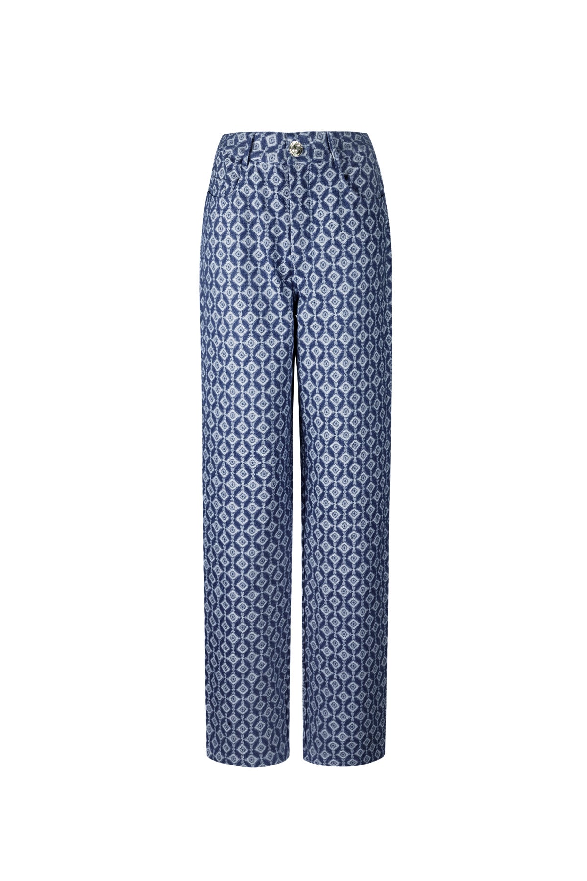 Jean droit pour femme à motif géométrique