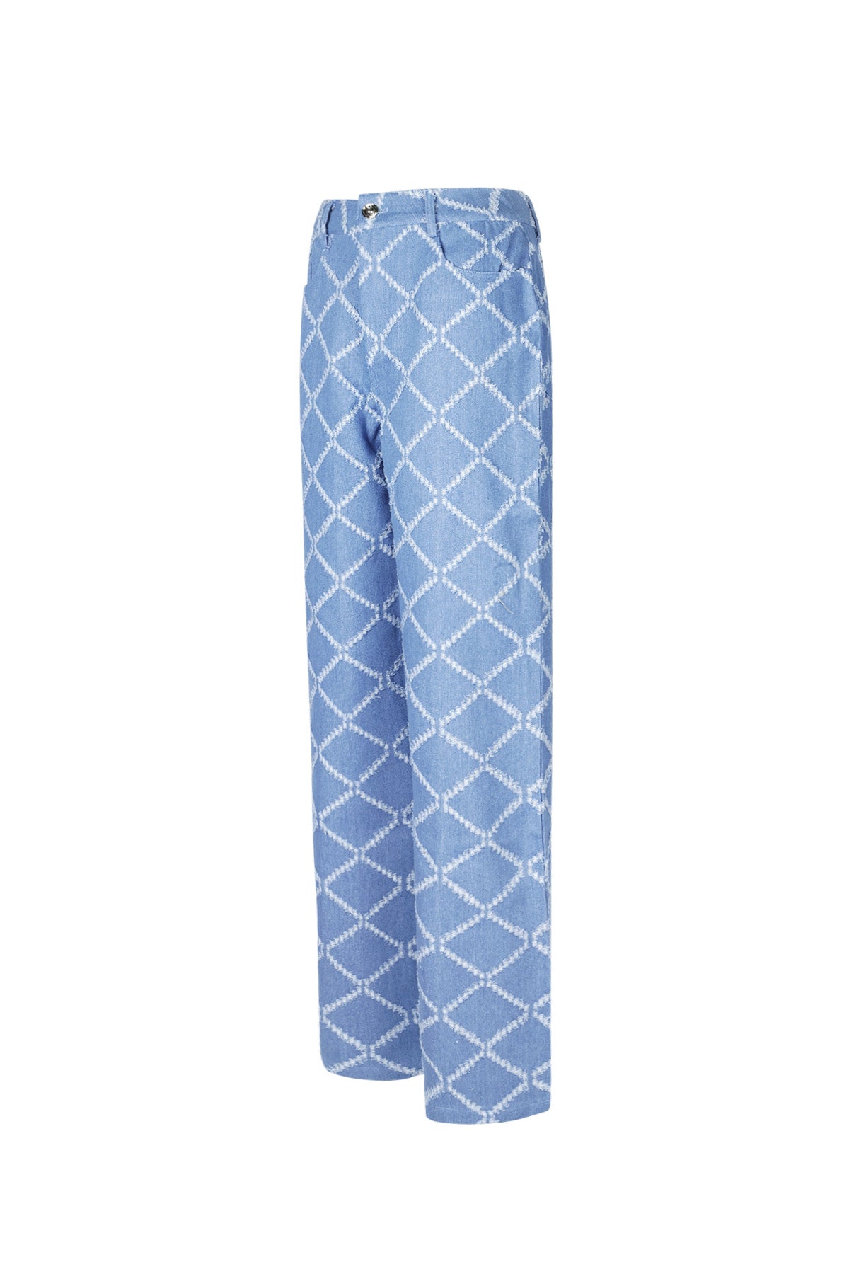 Jean pour femme à motif carreaux et coupe droite – photo 8