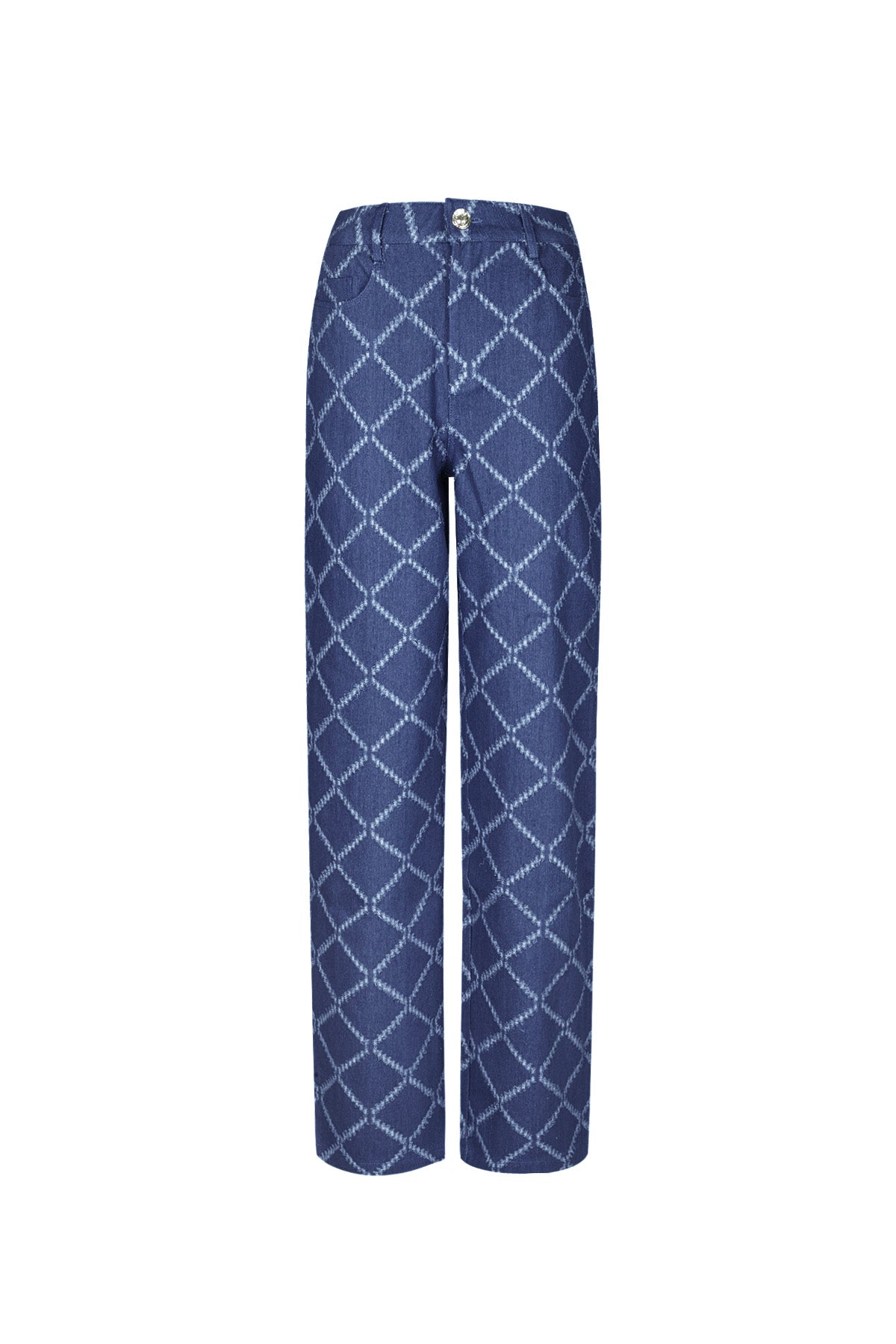 Jean pour femme à motif carreaux et coupe droite