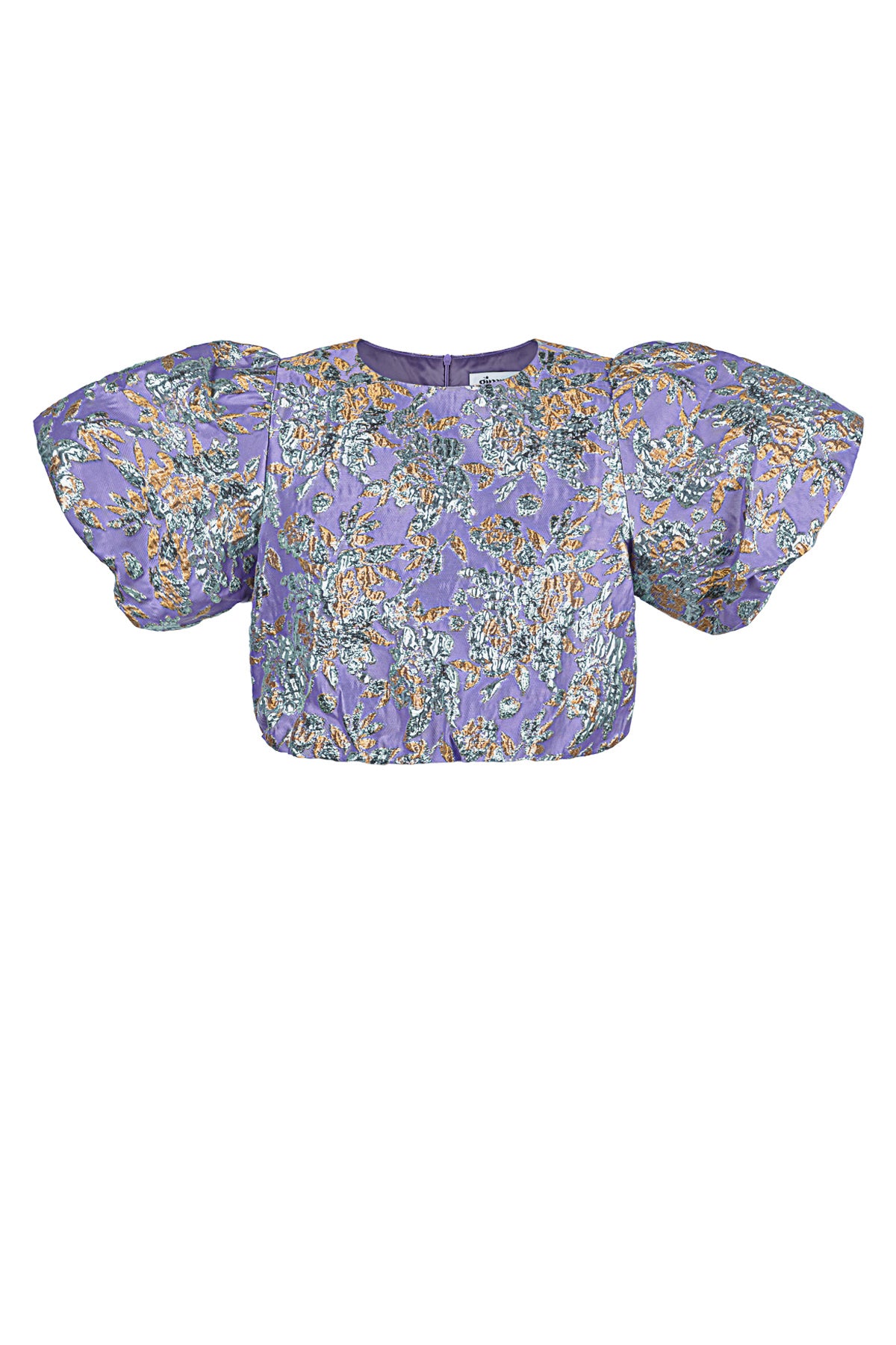 Top à manches courtes, imprimé floral et manches bouffantes