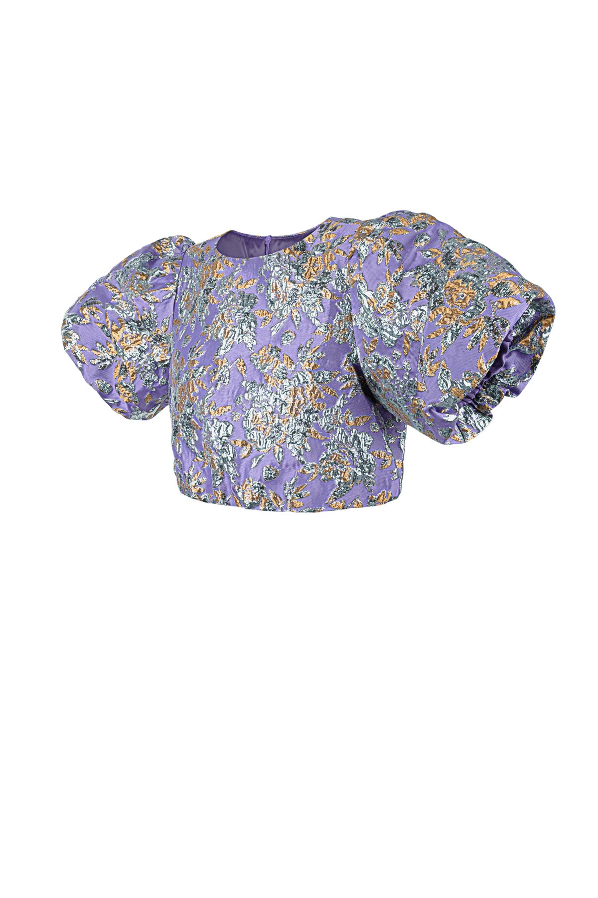 Short-sleeved top with floral print and puff sleeves – image 7
