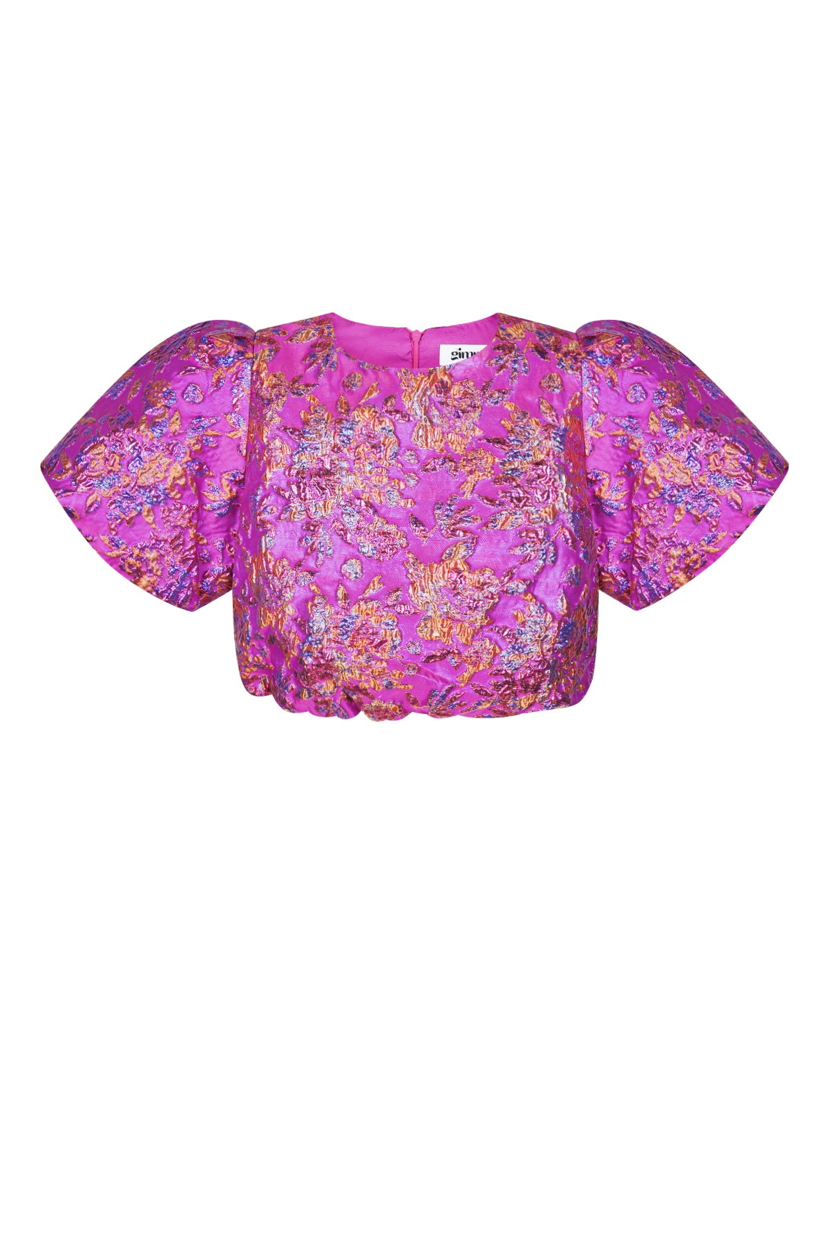 Top à manches courtes, imprimé floral et manches bouffantes
